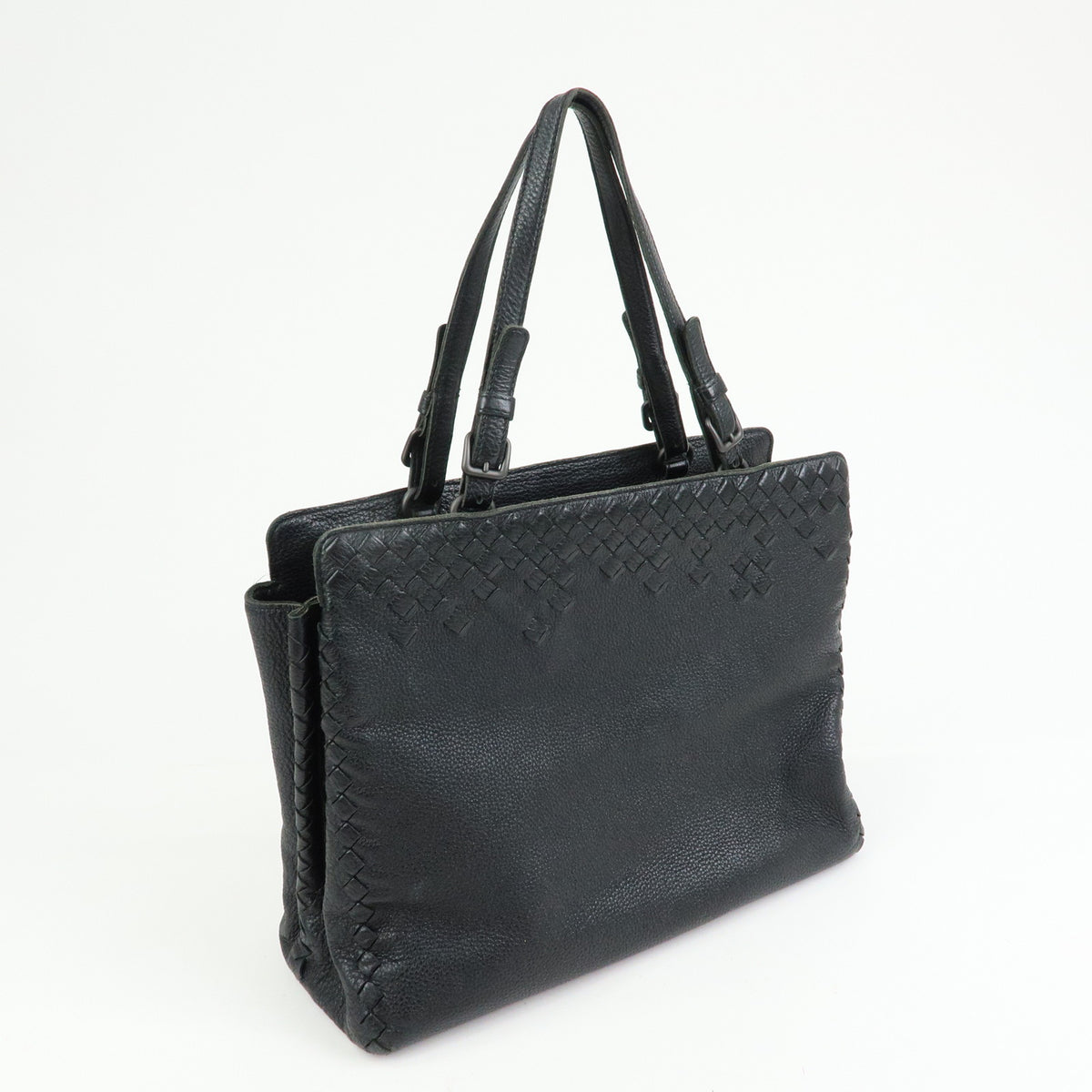 BOTTEGA VENETA Intrecciato Leather Tote Bag Shoulder Bag Black