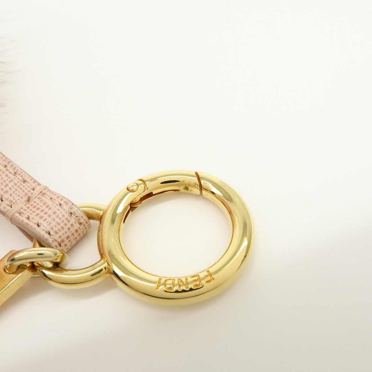 FENDI Pom Pom Fur Charm Key Chain Bag Charm Pink Beige 7AR259