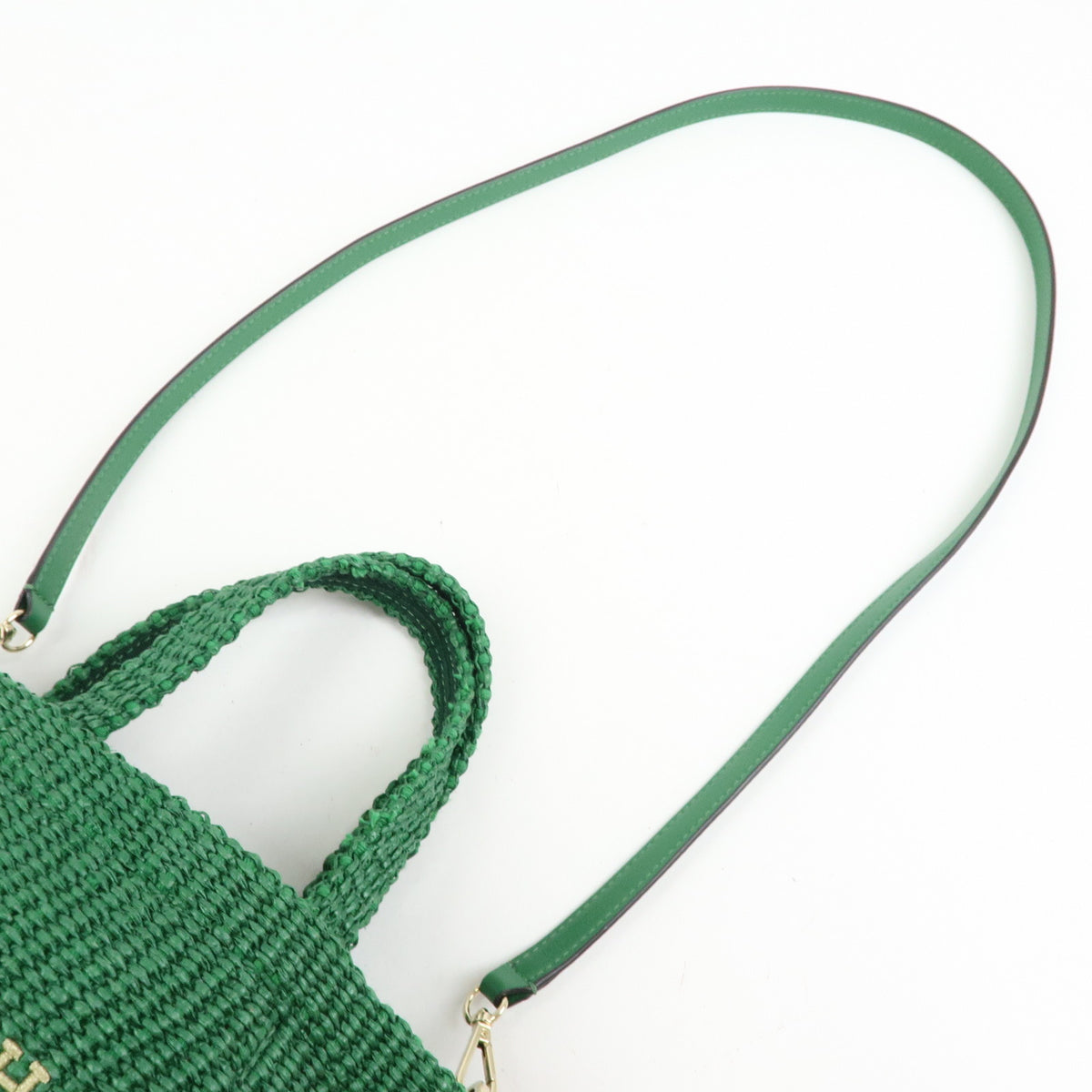 Jimmy Choo Beach Tote East West Raffia 2way Bag Hand Shoulder Bag Green