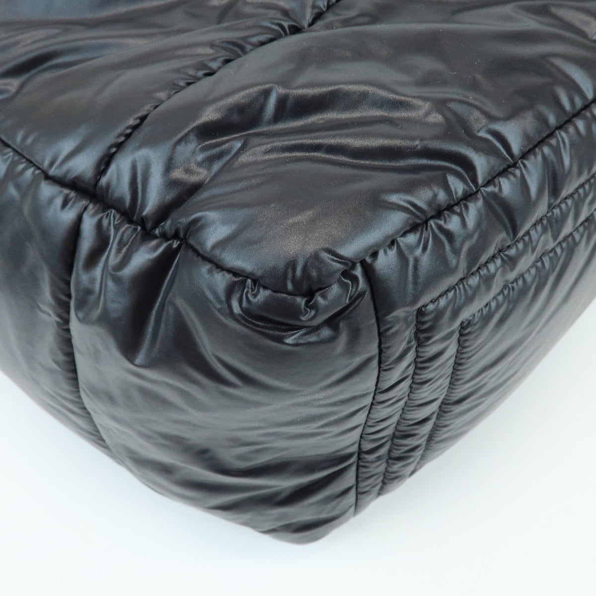 CHANEL COCO Cocoon Nylon Leather Boston Bag Hand Bag Black A47092