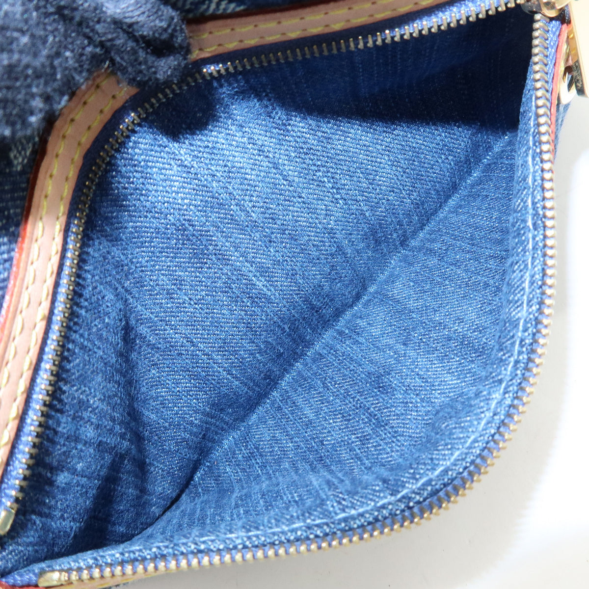 Louis Vuitton Monogram Denim Pochette Plat Pouch Clutch Bag M95007