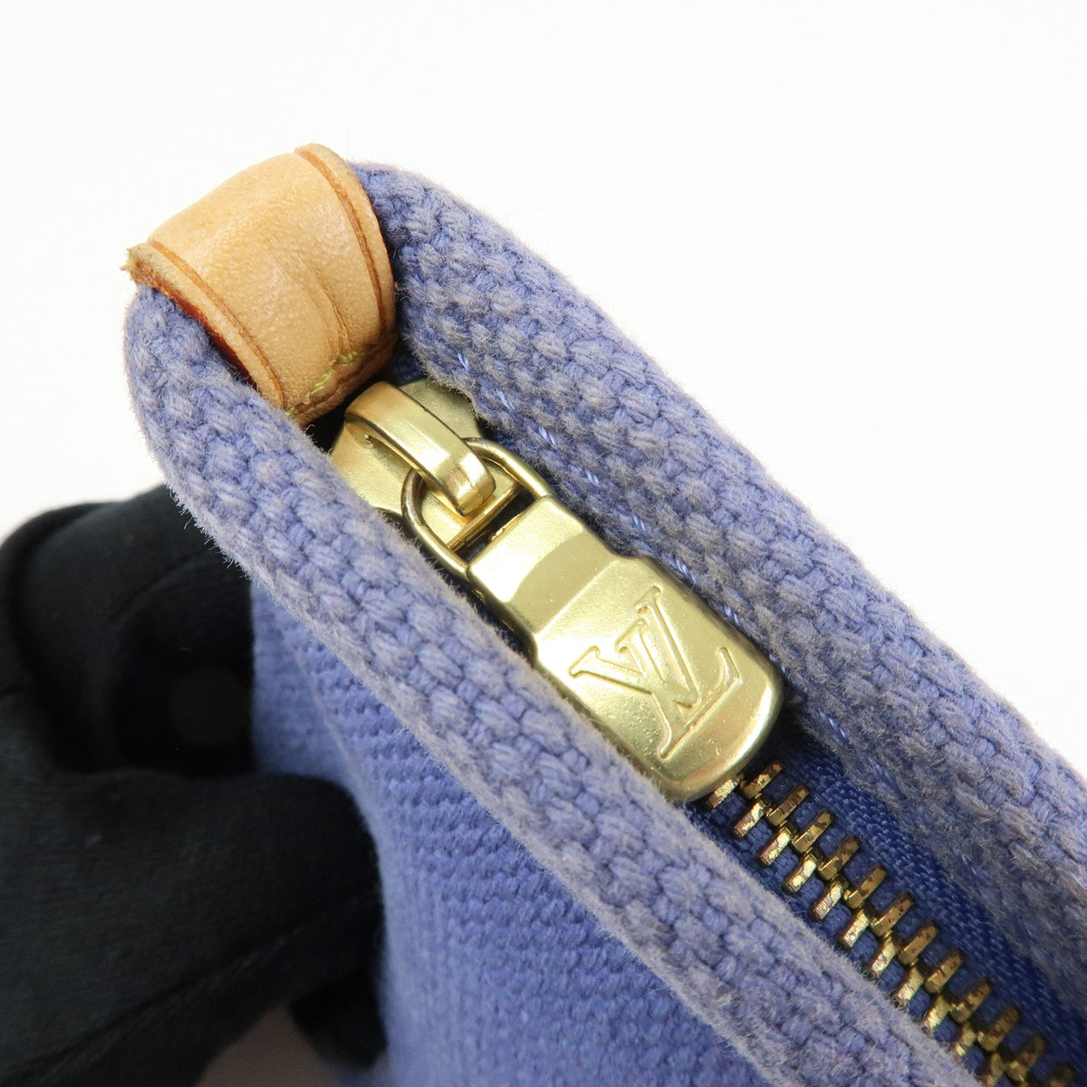 Louis Vuitton Antigua Canvas Leather Pochette Plate Pouch Blue M40070