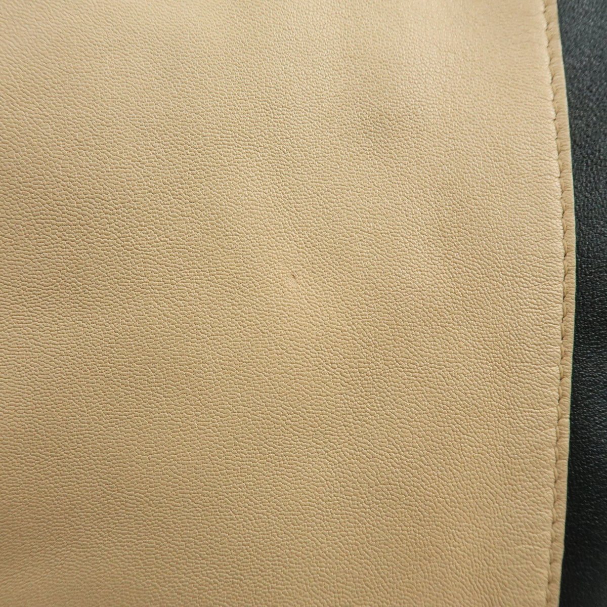 CELINE Horizontal Cabas Leather Tote Bag Hand Bag Beige Black