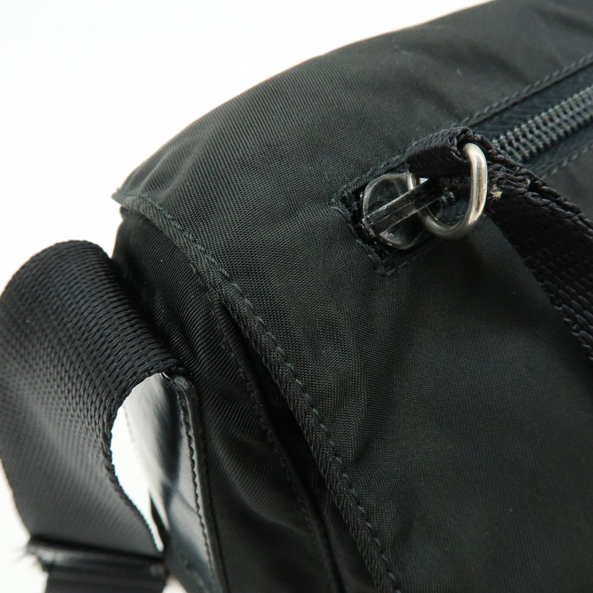 PRADA Triangle Logo Nylon Leather Shoulder Bag Crossbody Bag Black