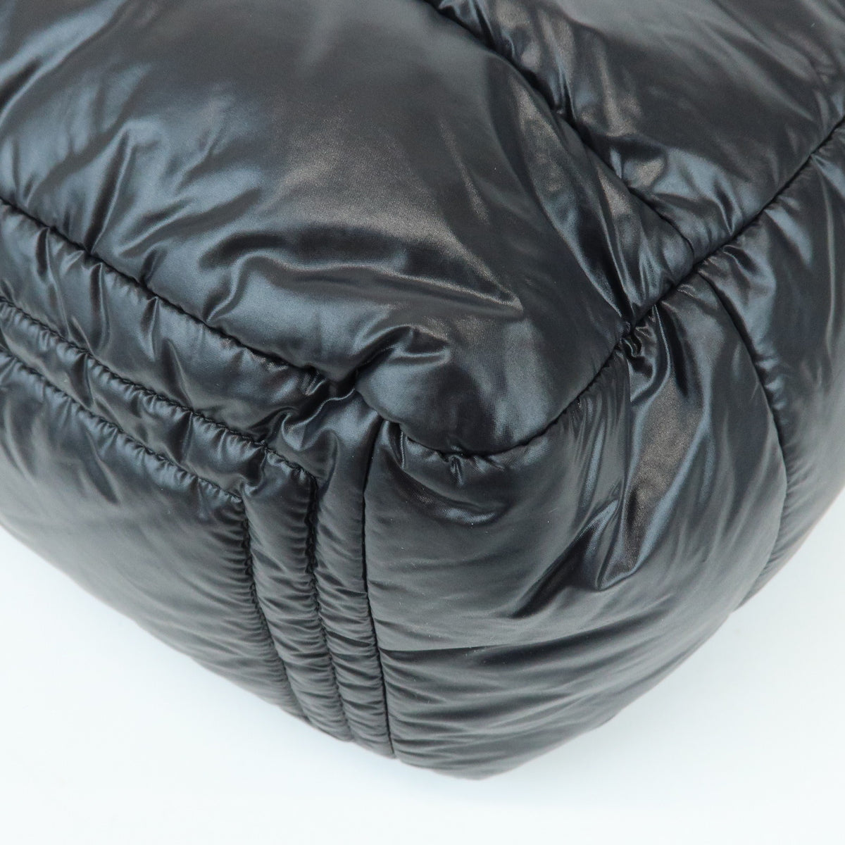 CHANEL COCO Cocoon Nylon Leather Boston Bag Hand Bag Black A47092