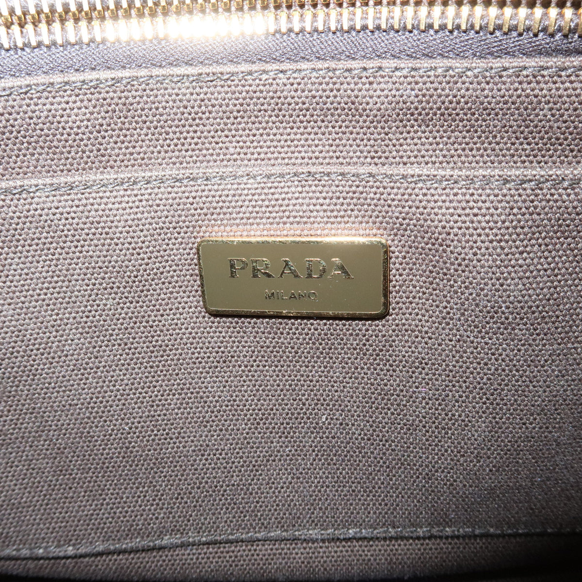 PRADA Triangle Logo Canapa Mini Canvas Tote Bag Hand Bag Khaki BN2439