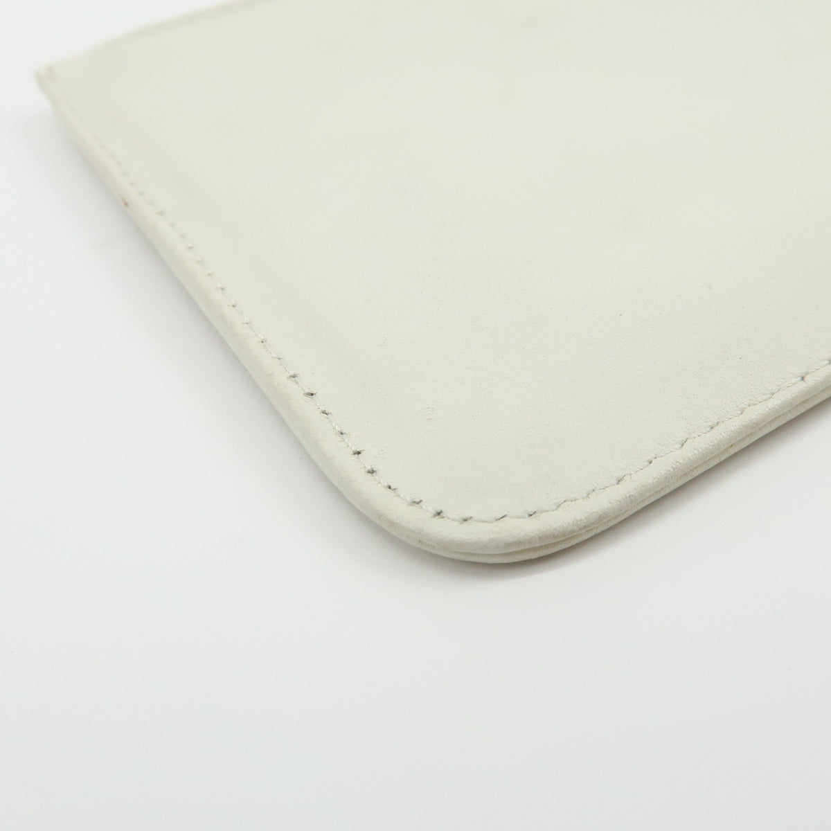 CHANEL COCO Mark Leather Cosmetic Pouch Flat Pouch White