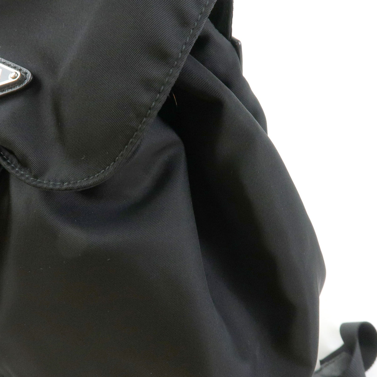 PRADA Triangle Logo Nylon Saffiano Leather Backpack Rucksack Black