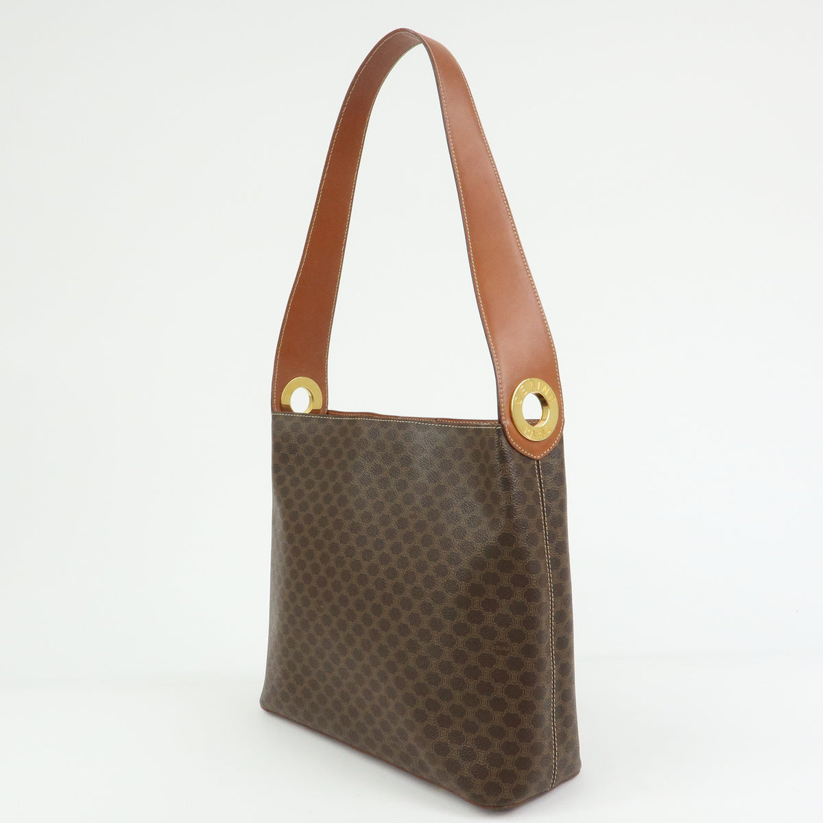 CELINE Macadam PVC Leather Shoulder Bag Hand Bag Brown