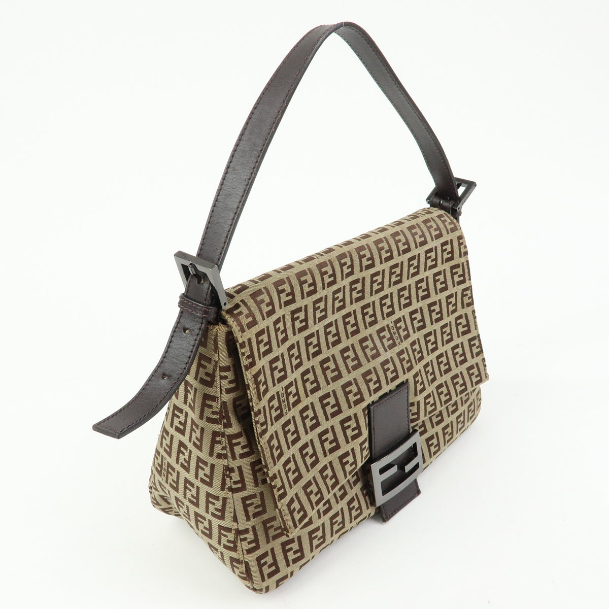 FENDI Mamma Baguette Zucchino Jaquard Leather Shoulder Bag 8BR001