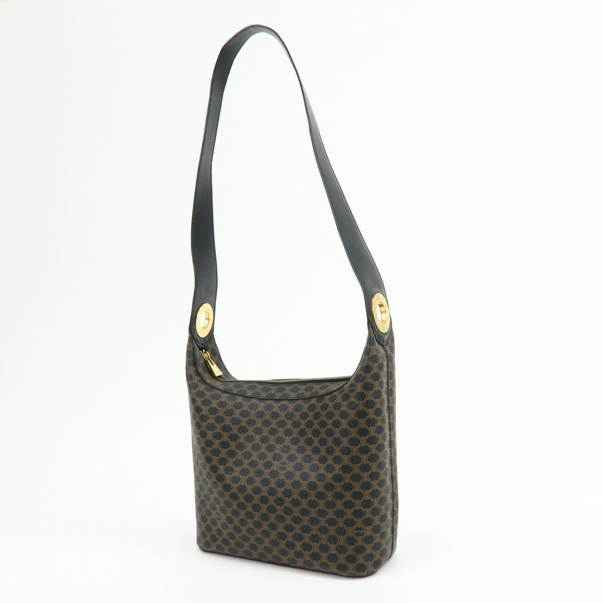CELINE Macadam PVC Leather Shoulder Bag Crossbody Bag Black Brown