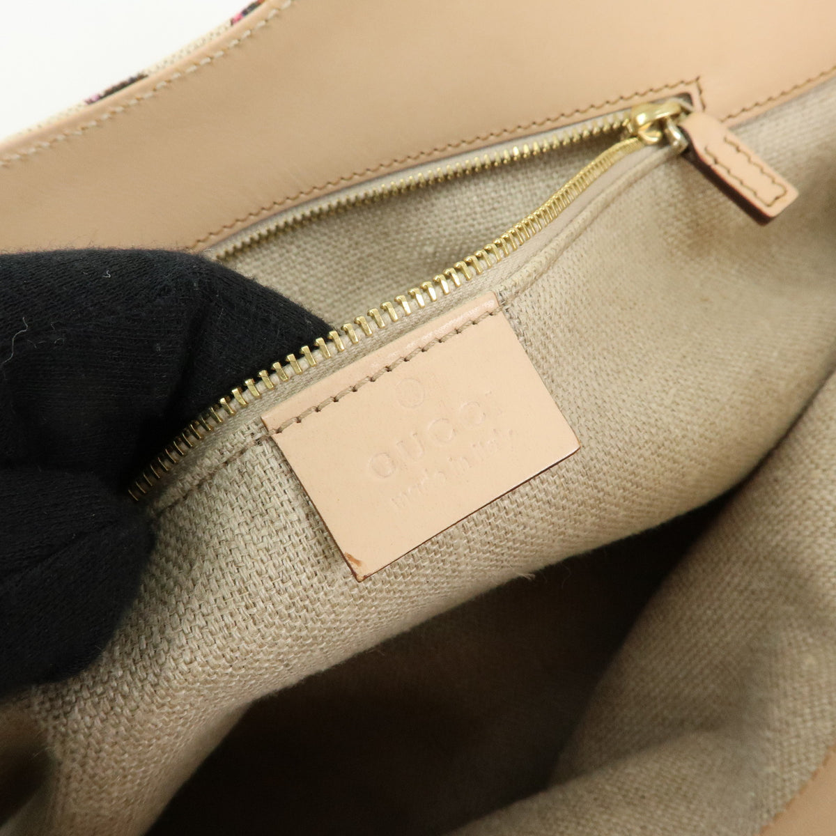 GUCCI Flora Bamboo Canvas Leather Shoulder Bag Hand Bag 137395