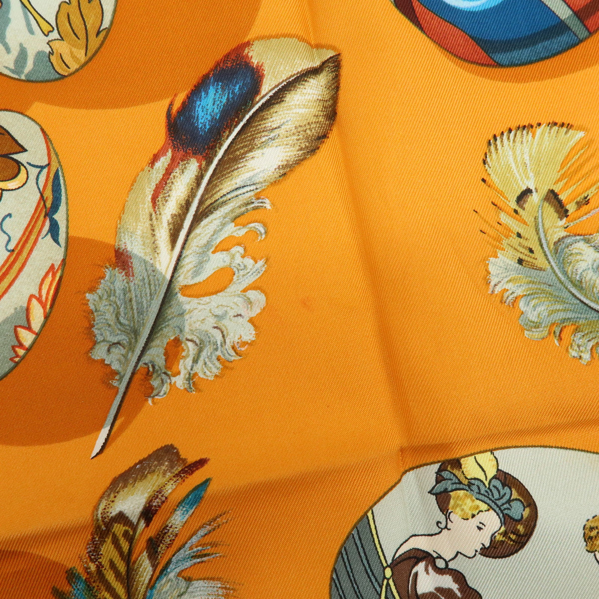 HERMES Carre Lot of 3 Silk 100% Scarf Orange Navy Black Gold