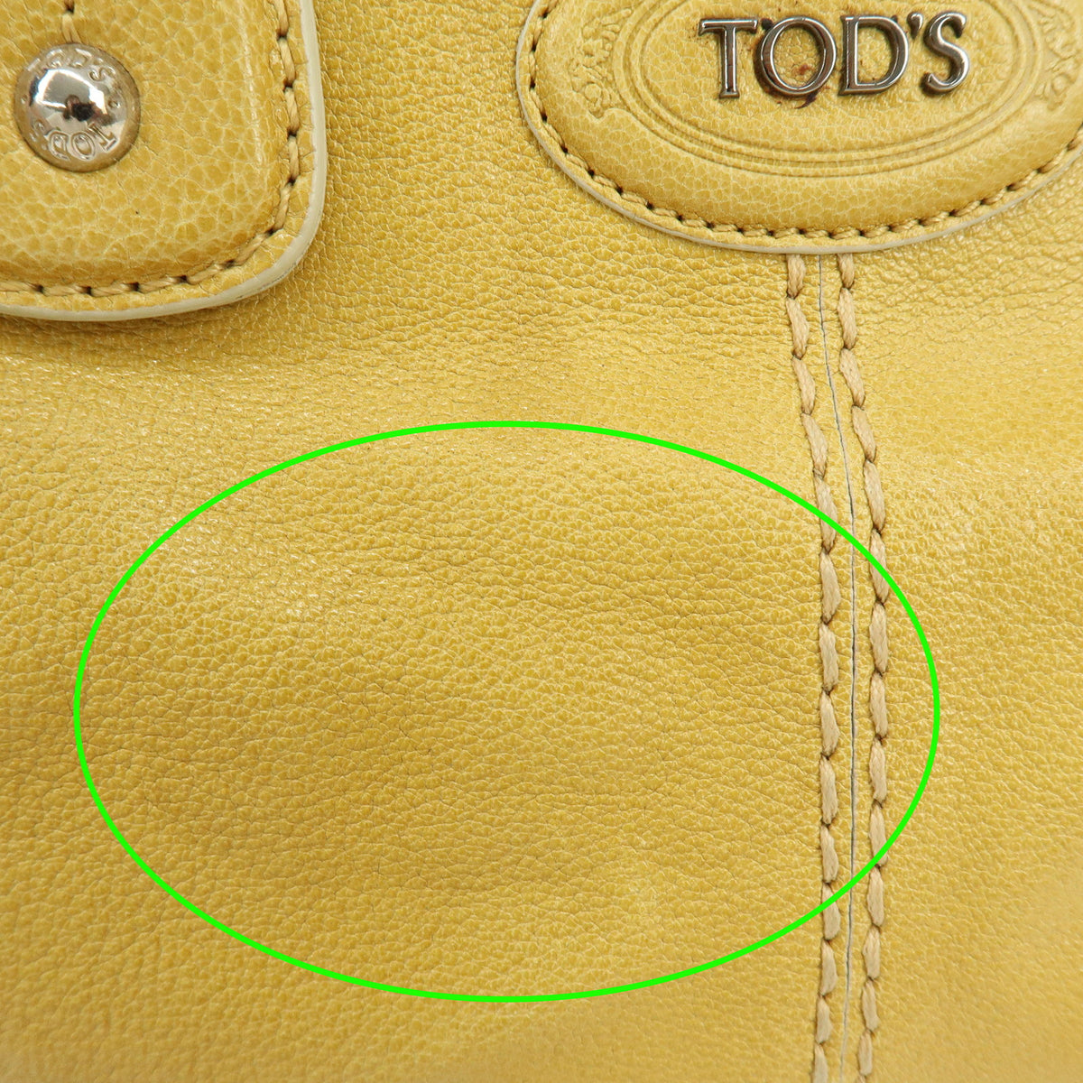 TOD'S  Leather Tote Bag Shoulder Bag Hand Bag Stitches Mustard