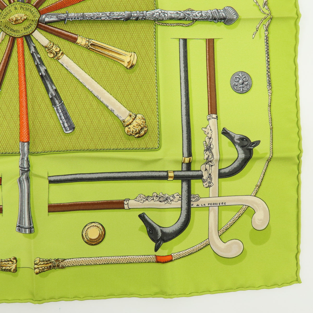 HERMES Carre 45 Lot of 2 Silk 100% Scarf Light Pink Light Green Brown