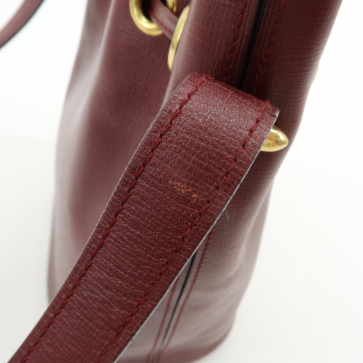 Cartier Must de Cartier Leather Drawstring Shoulder Bag Bordeaux