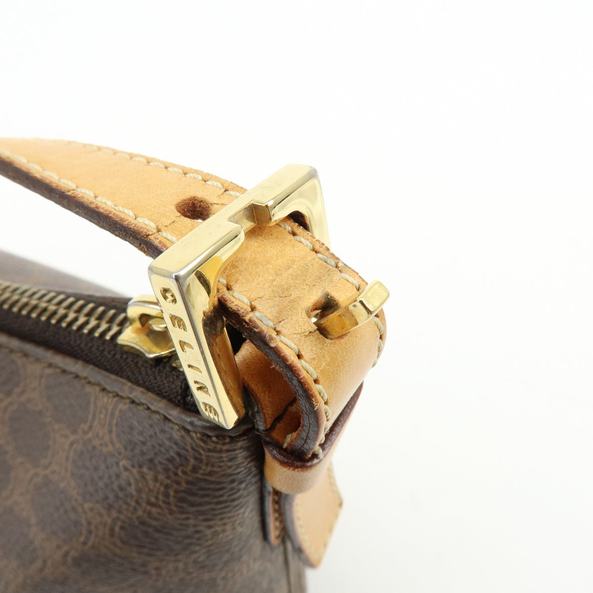 CELINE Macadam PVC Leather Hand Bag Shoulder Bag Brown