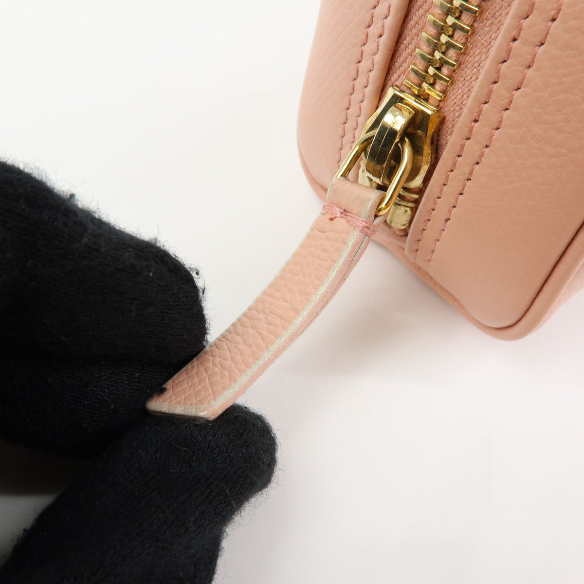 CHANEL COCO Button COCO Mark Leather Cosmetic Pouch Pink A20913