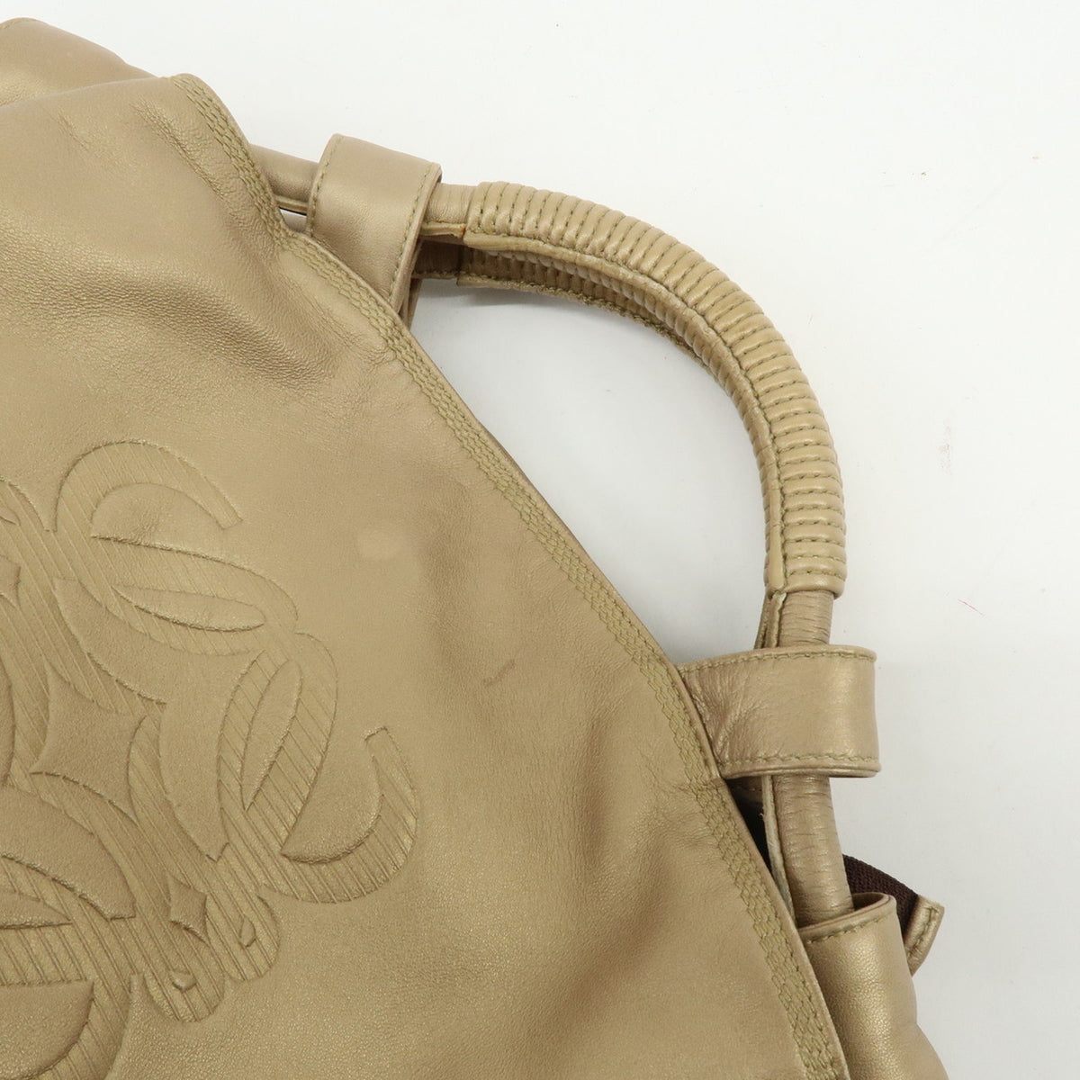 LOEWE Anagram Nappa Aire Leather Hand Bag Tote Bag Gold