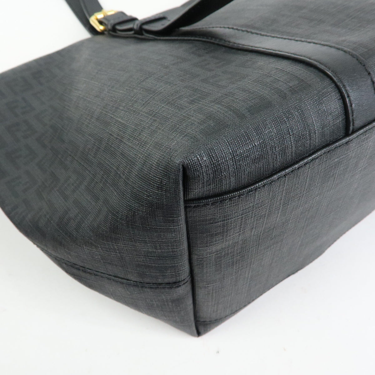 FENDI Zucchino PVC Leather Tote Bag Shoulder Bag Black 8BH215