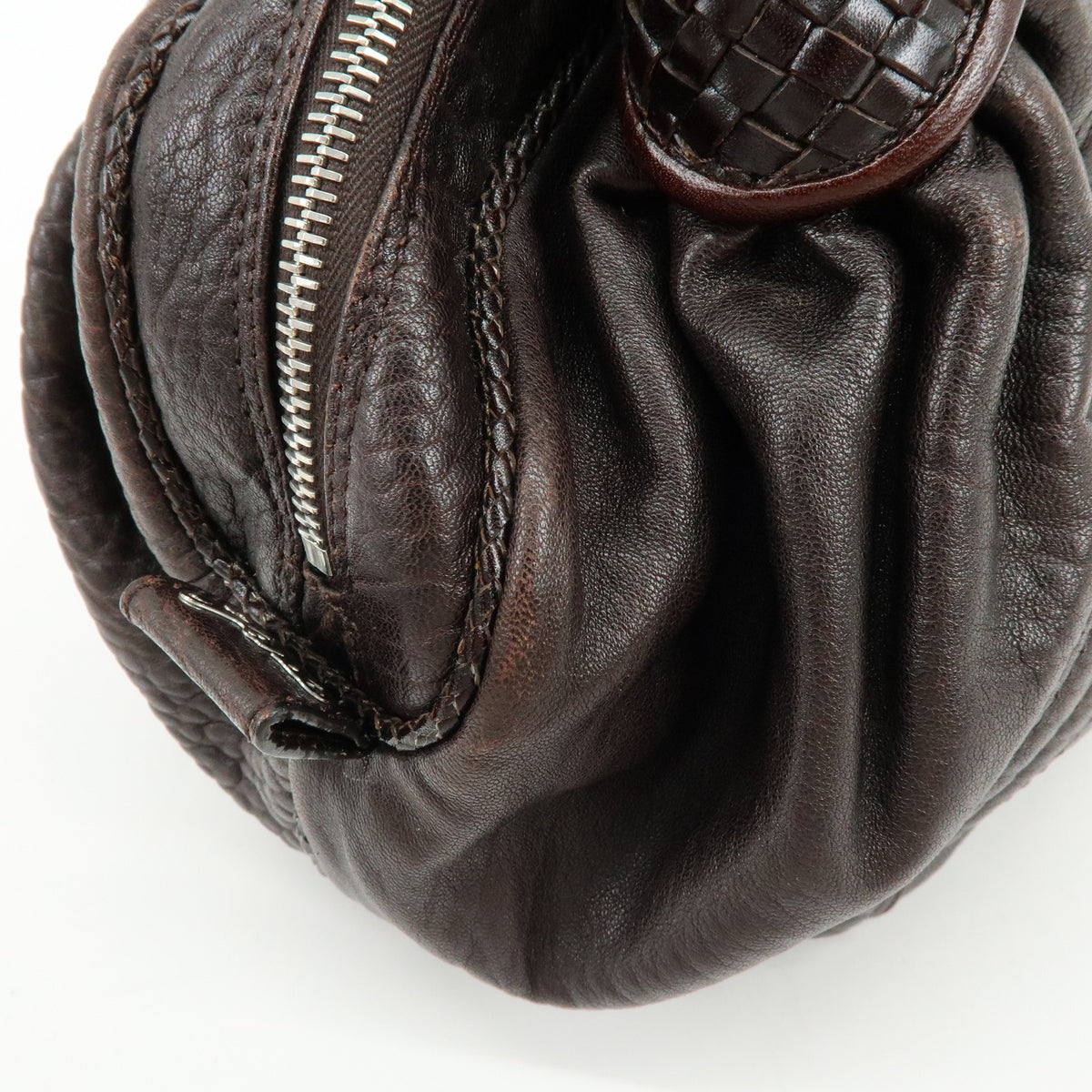 FENDI Zucca Mini Spy Bag Leather Hand Bag Dark Brown 8BL078