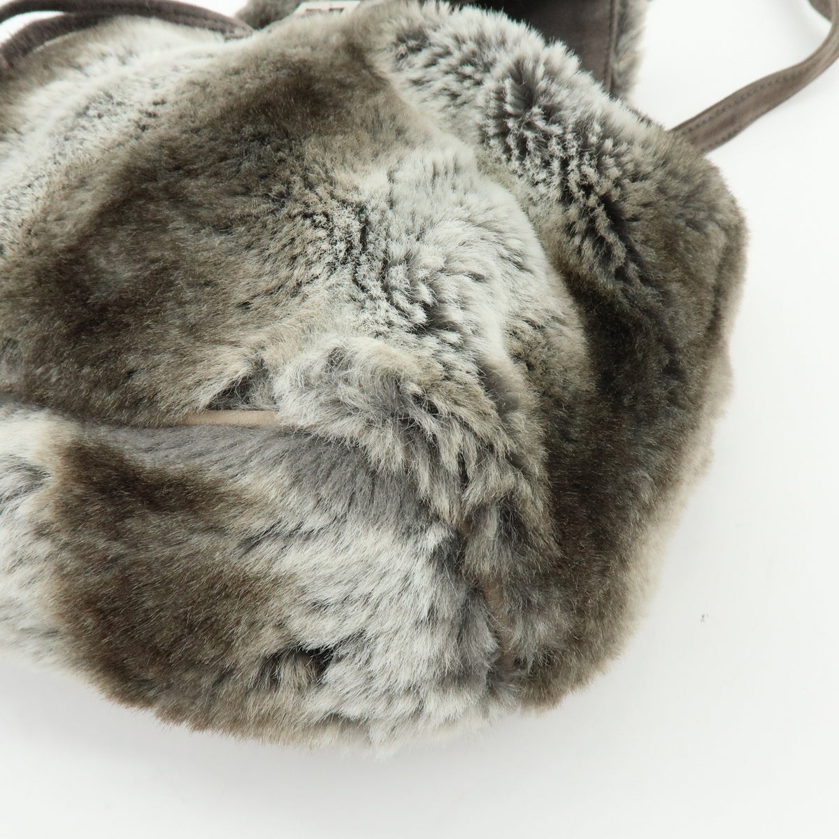 FENDI Zucca Mink like Fur Suede Backpack Rucksuck Gray