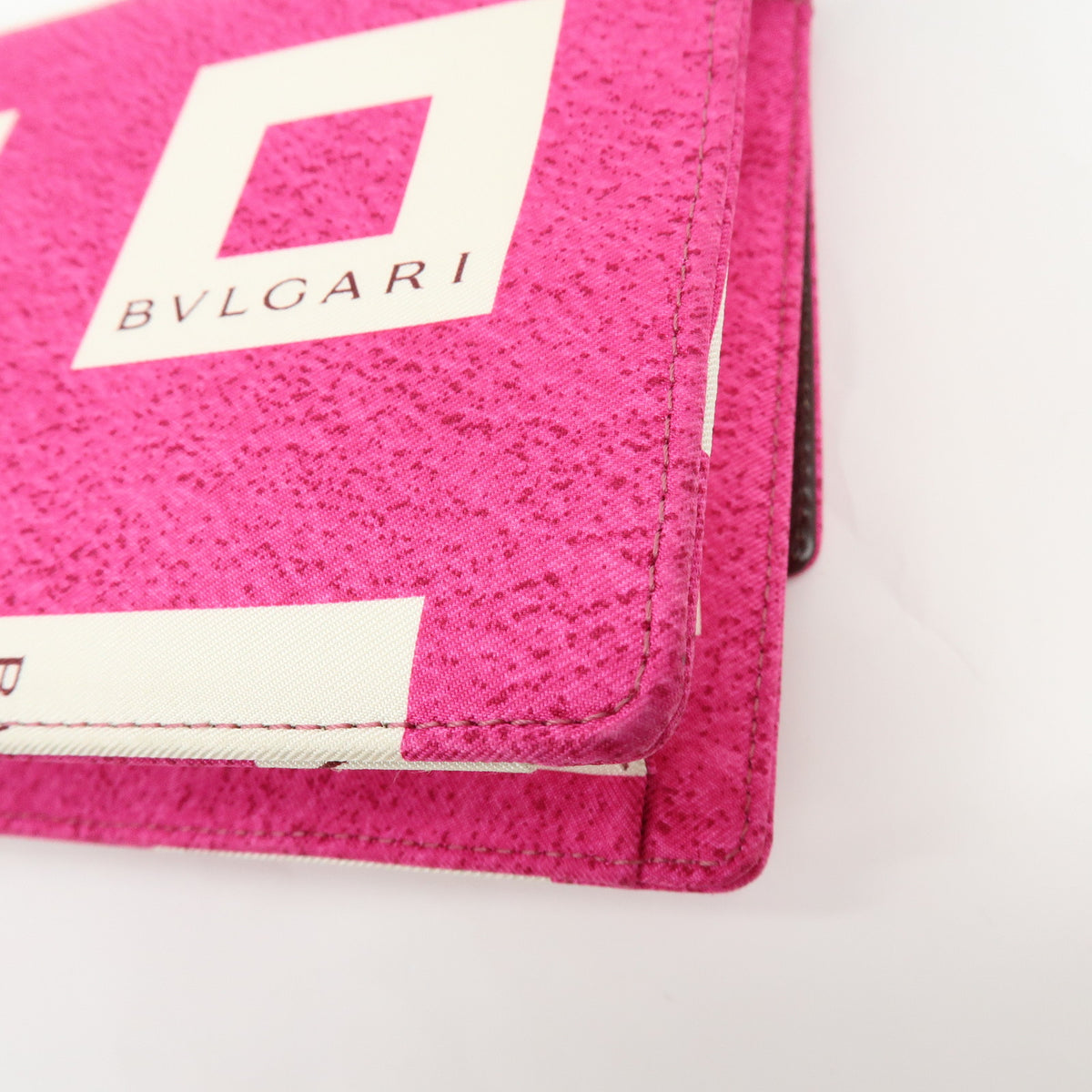BVLGARI Square Logo Nylon Leather 3Way Clutch Bag Shoulder Bag Pink