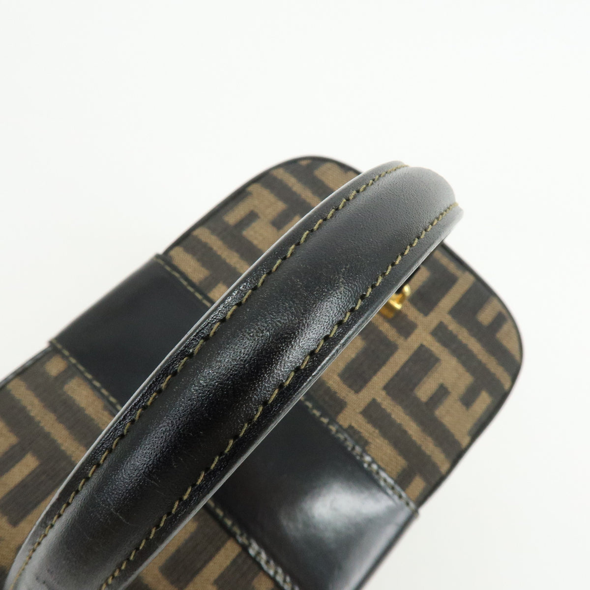 FENDI Zucca Canvas Leather 2Way Vanity Bag Shoulder Bag Brown 09149311