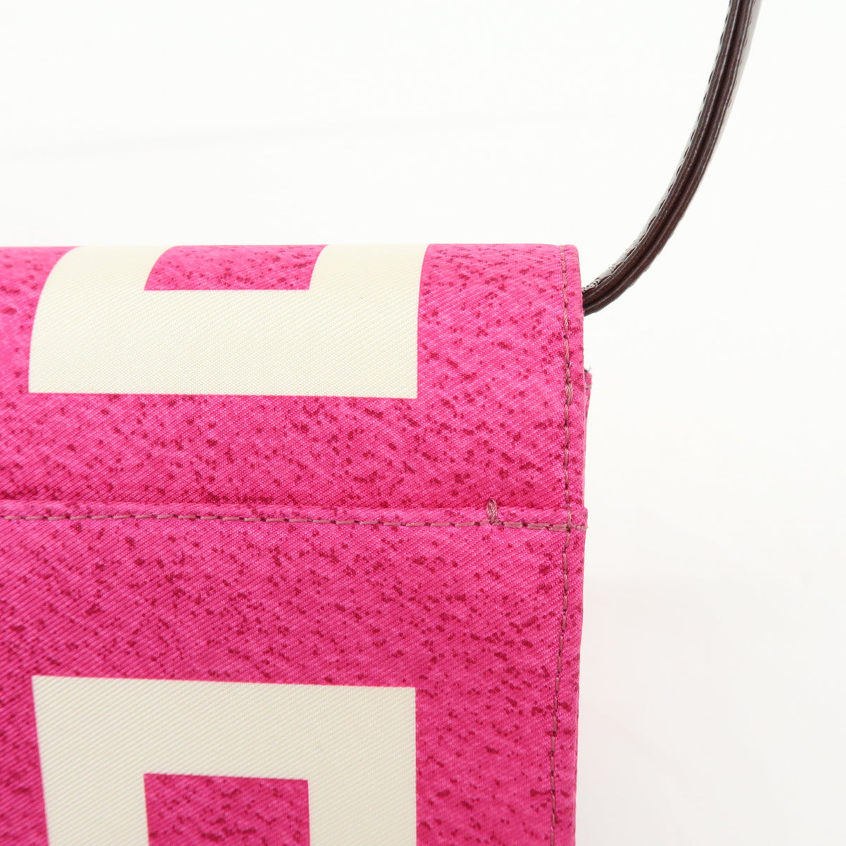 BVLGARI Square Logo Nylon Leather 3Way Clutch Bag Shoulder Bag Pink