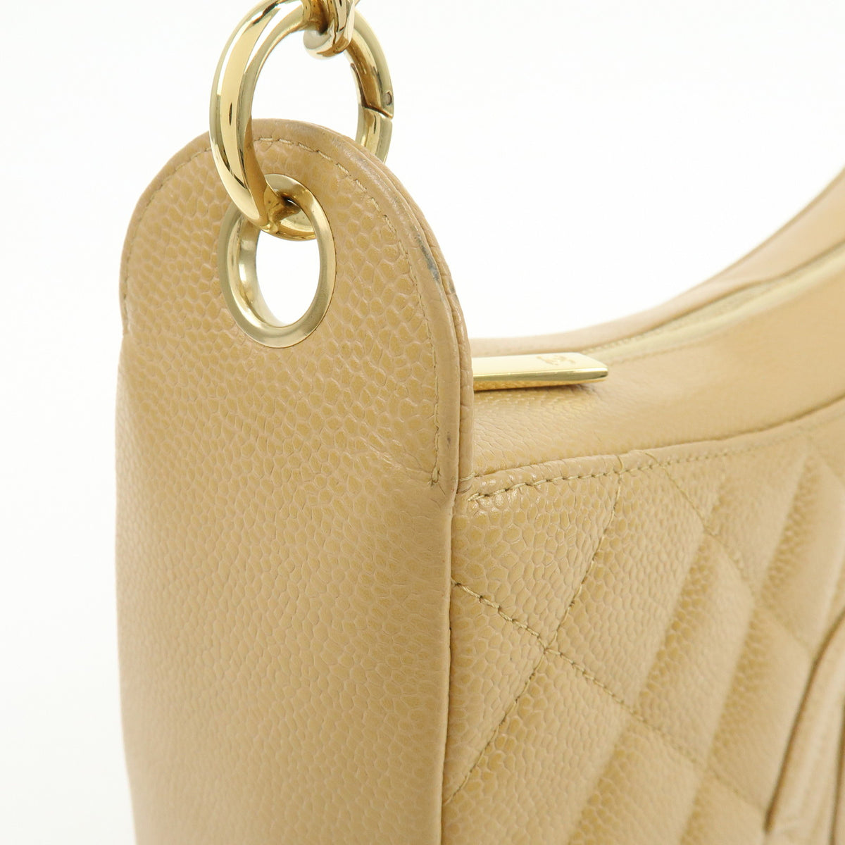 CHANEL COCO Mark Matelasse Caviaskin Chain Shoulder Bag Beige A20993