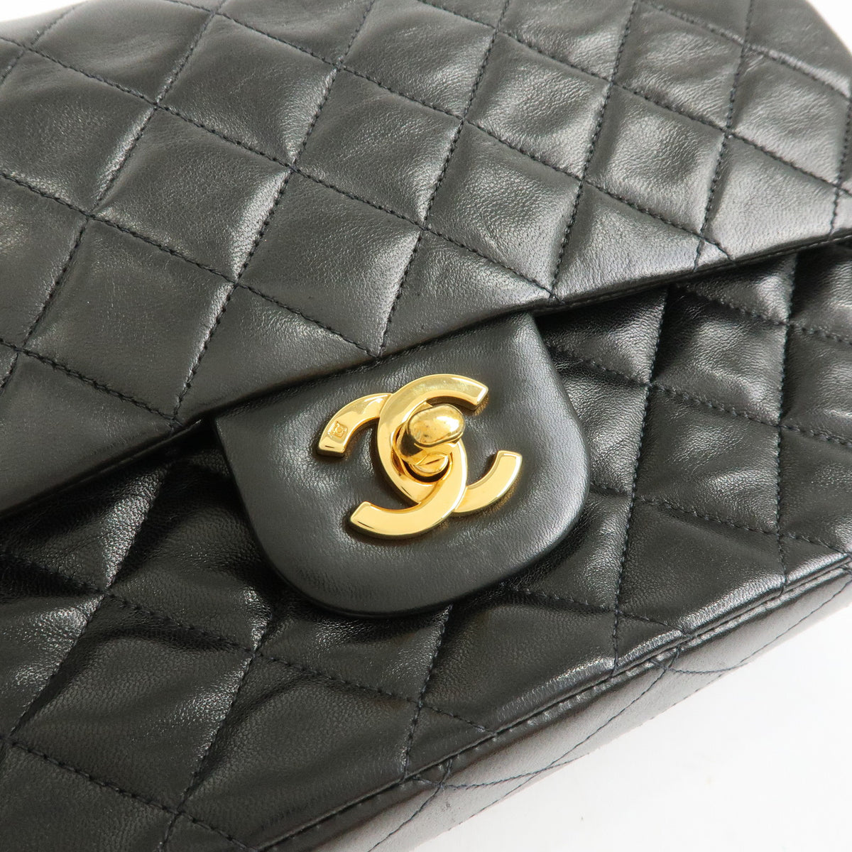 CHANEL Matelasse 25 Lamb Skin Double Flap Chain Shoulder Bag A01112