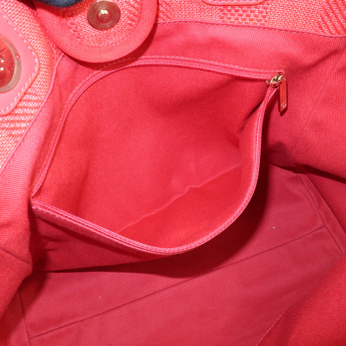 CHANEL Deauville MM Straw Canvas Leather Tote Shoulder Bag Red A67001