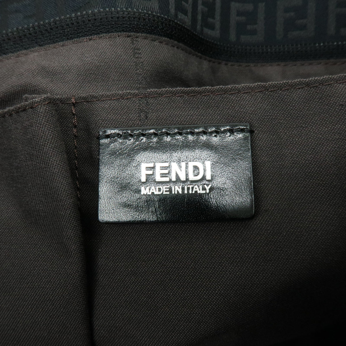 FENDI Zucchino Canvas Leather Tote Bag Shoulder Bag Black 8BH215
