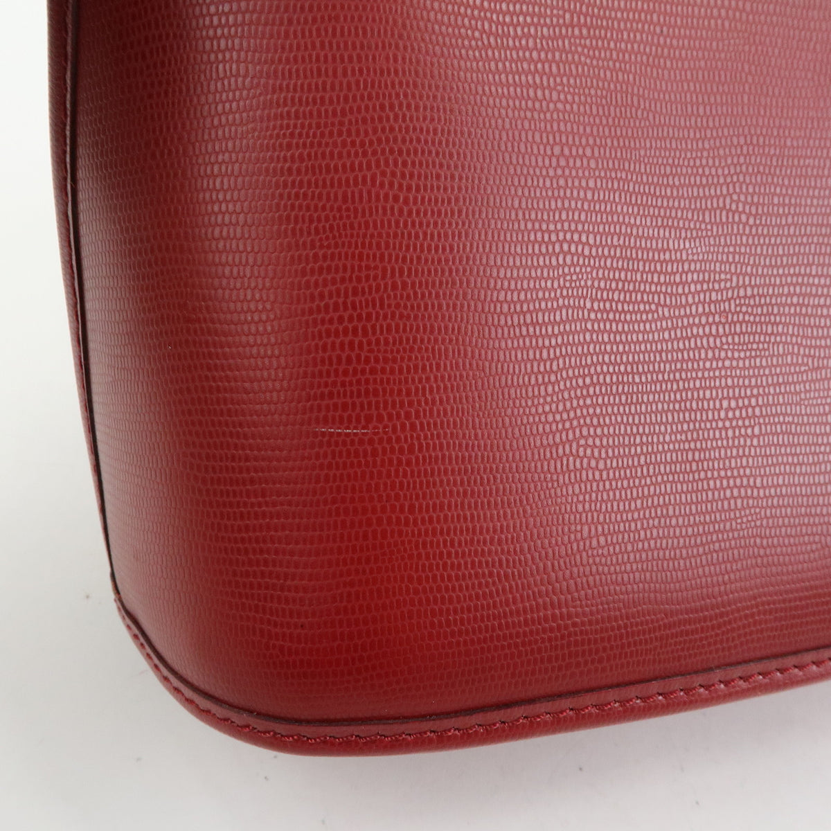 CELINE Circle Logo Leather Dome Hand Bag Red