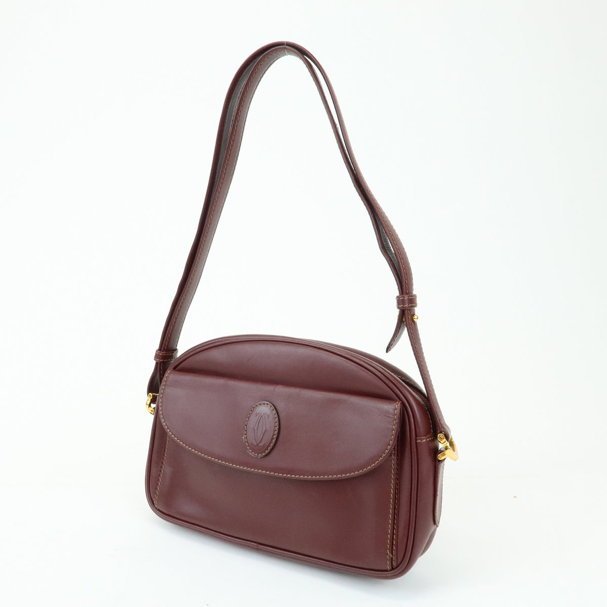 Cartier Must de Cartier Leather Shoulder Bag Bordeaux Wine Red