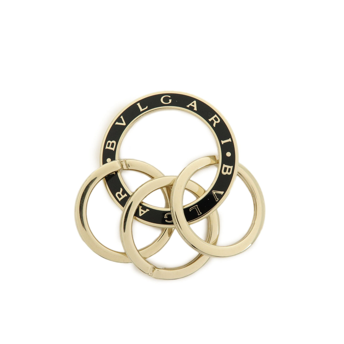 BVLGARI BVLGARI Triple Metal Key Ring Bag Charm Gold Black