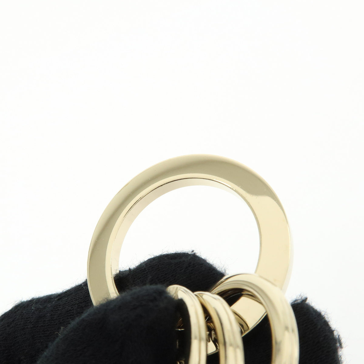 BVLGARI BVLGARI Triple Metal Key Ring Bag Charm Gold Black