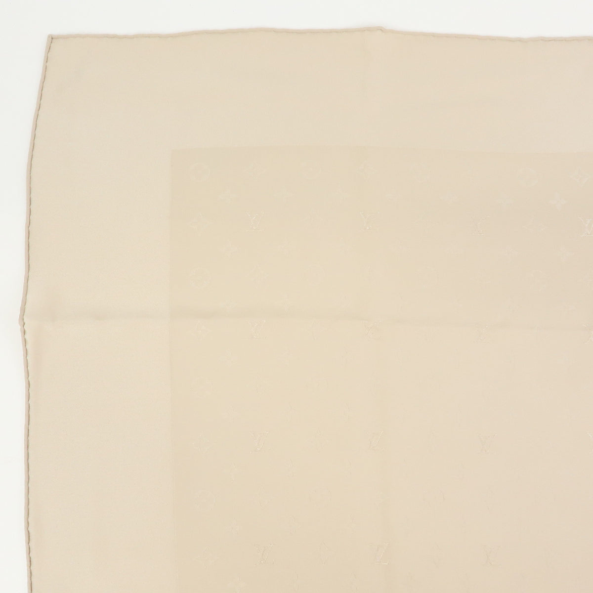 Louis Vuitton Monogram Carre Monaco Silk 100% Scarf Beige M71146