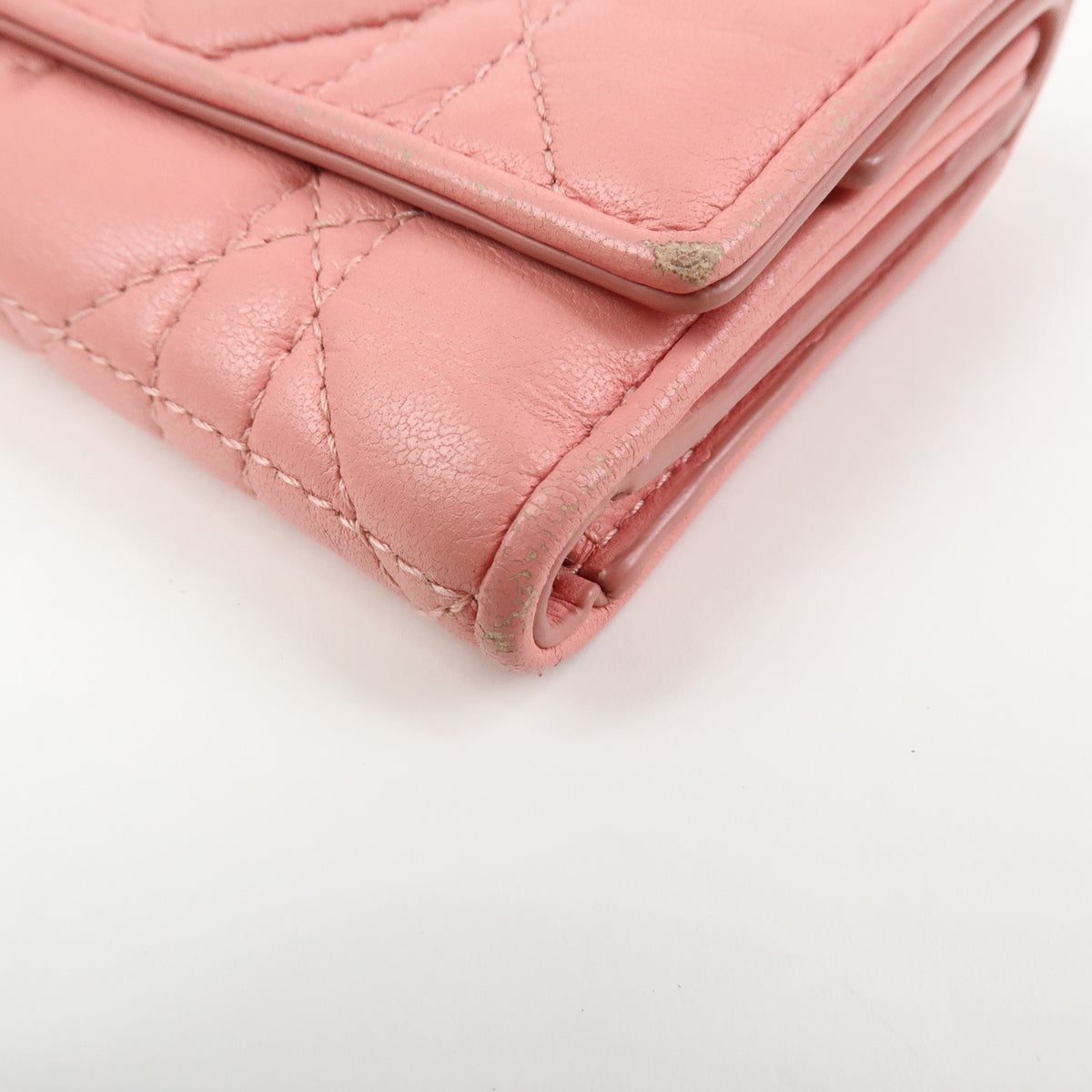 Christian Dior Lady Dior Lotus Cannage Leather Tri-fold Compact Wallet