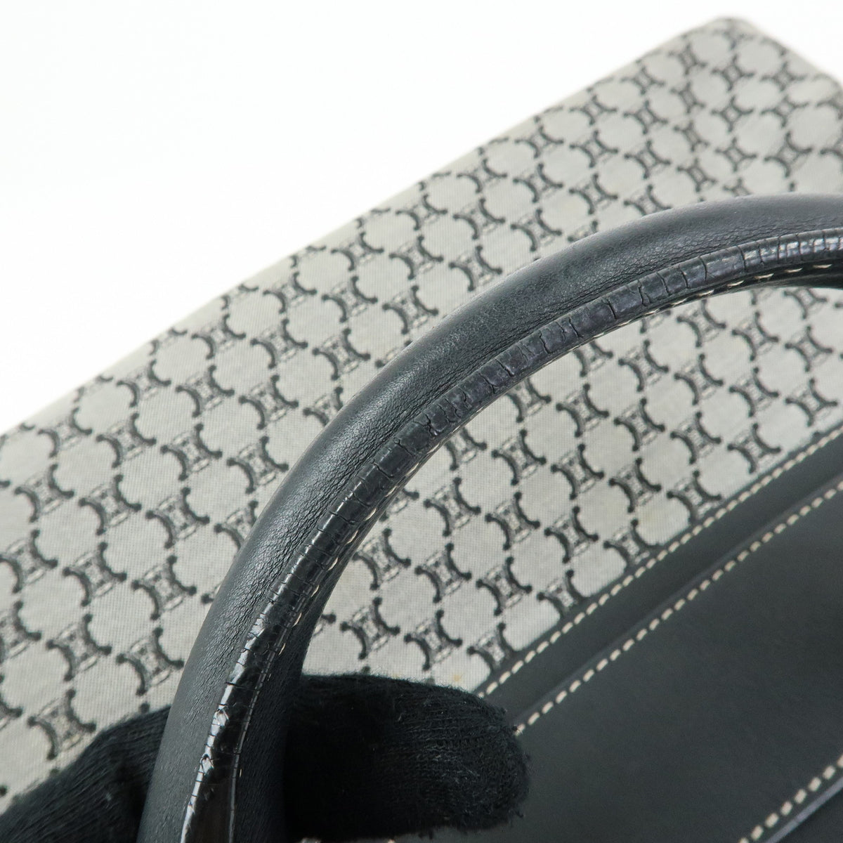CELINE Macadam Boogie Bag Canvas Leather Hand Bag Black