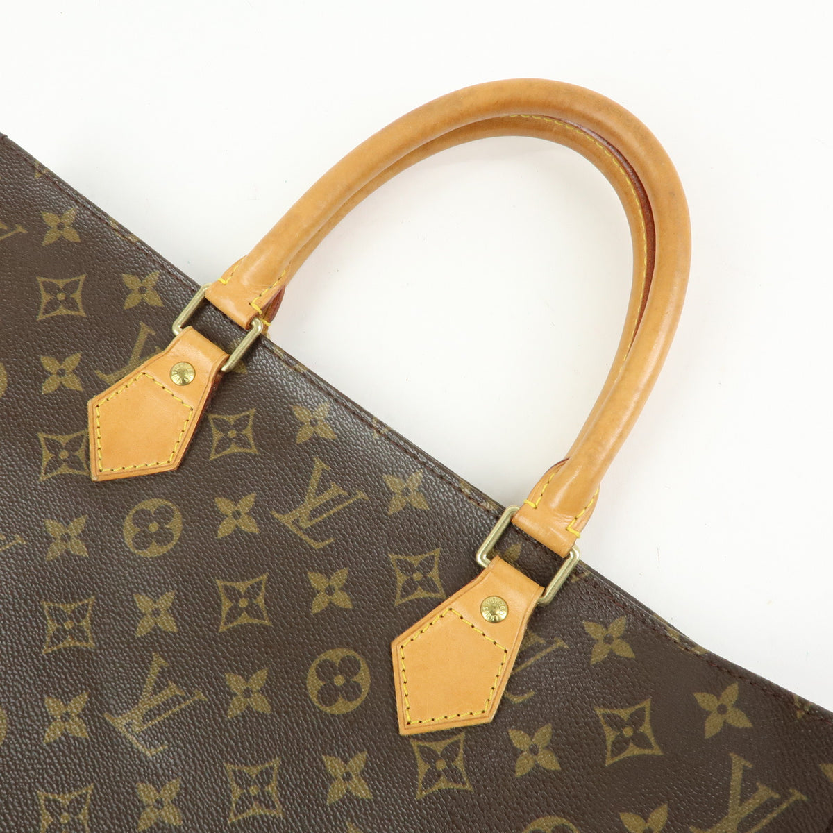 Louis Vuitton Monogram Sac Plat Tote Bag Hand Bag Brown M51140