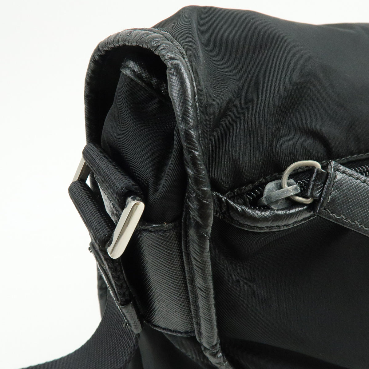 PRADA Triangle Logo Nylon Saffiano Leather Shoulder Bag Crossbody Bag