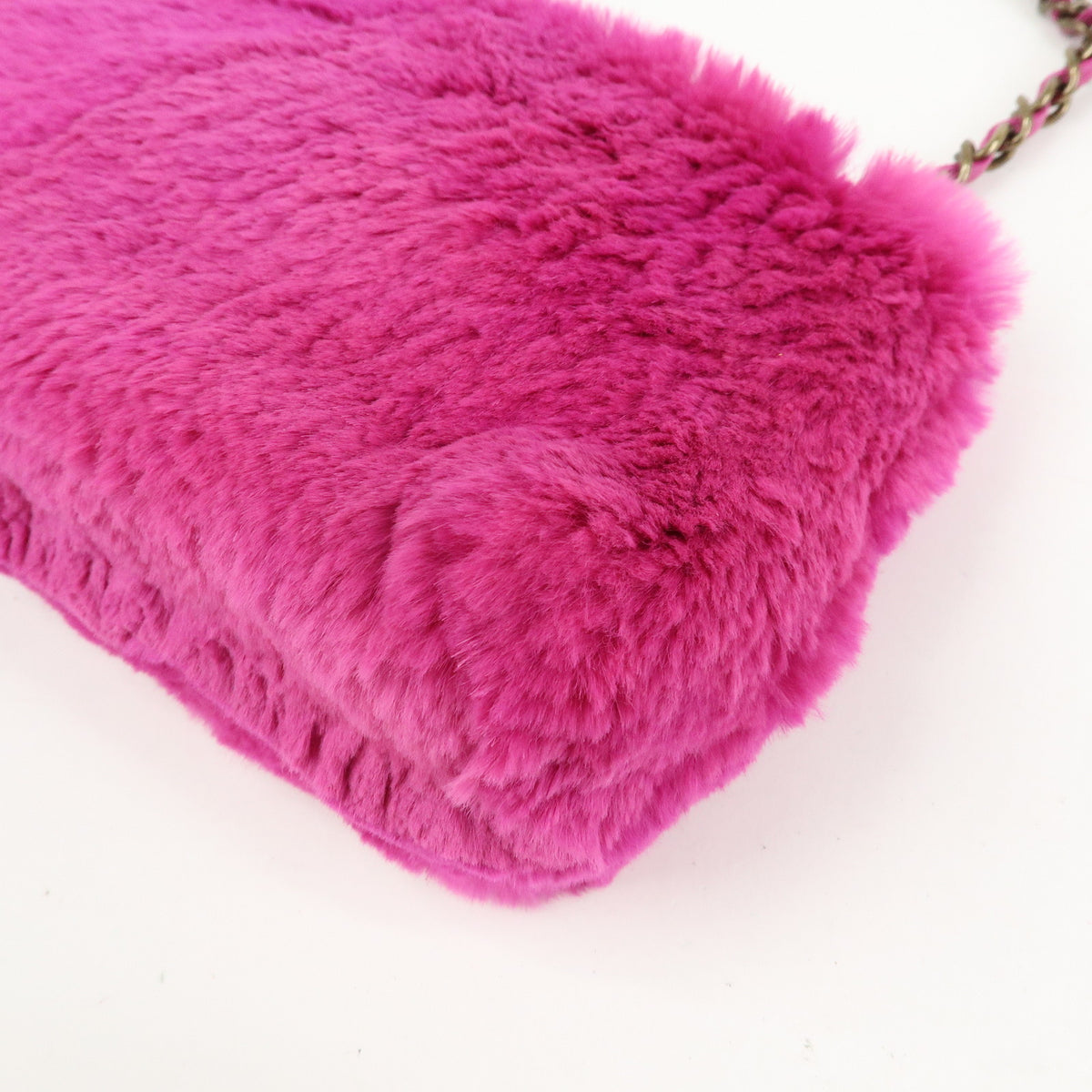 CHANEL Lapin Rabbit Fur Leather Chain Shoulder Bag Puple