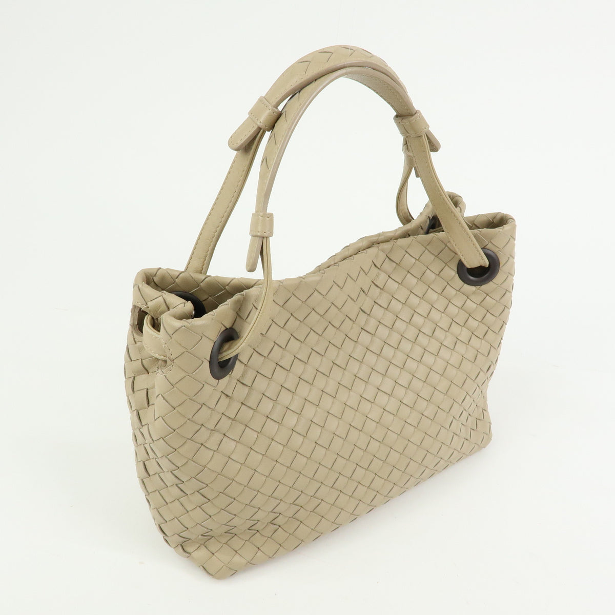 BOTTEGA VENETA Intrecciato Garda Leather Tote Bag Hand Bag Beige