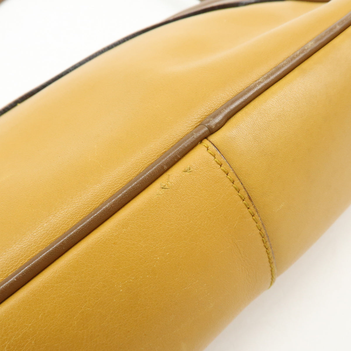 PRADA Logo Sport Leather Shoulder Bag Hand Bag Yellow Brown