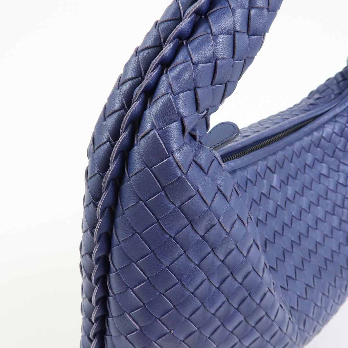 BOTTEGA VENETA Intrecciato Hobo Leather Shoulder Bag Hand Bag Navy