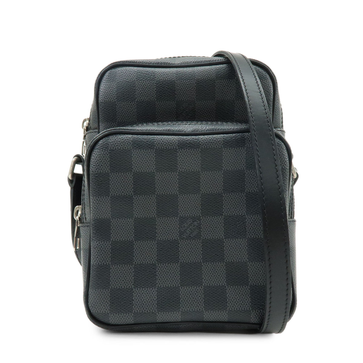 Louis Vuitton Damier Graphite Rem Leather Shoulder Bag Black N41446