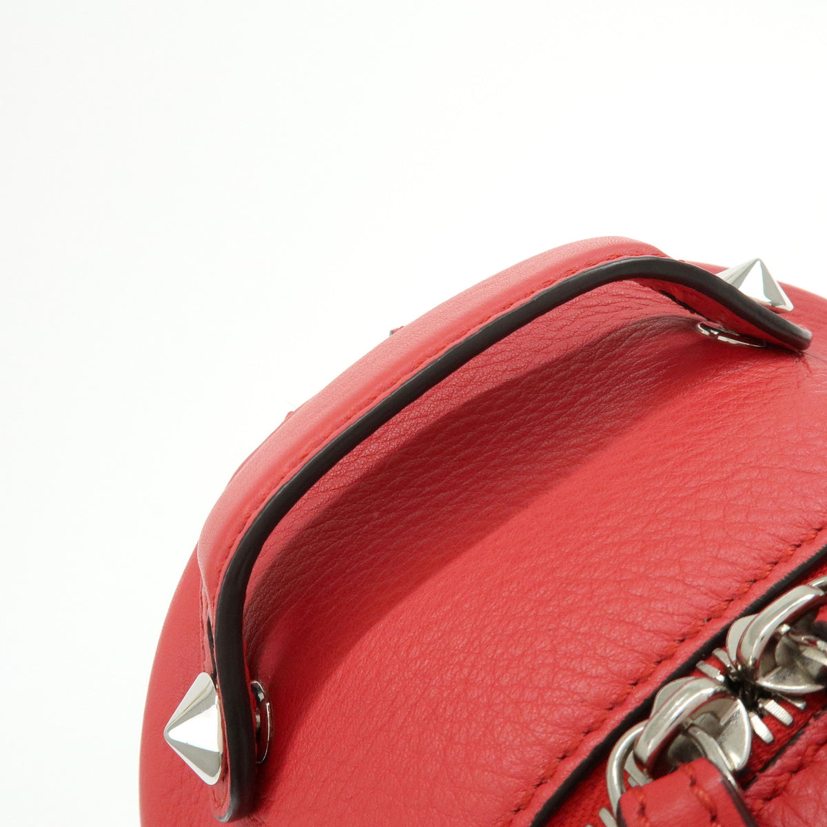 FENDI By the way Leather Mini Backpack Rucksack Studs Red 8BZ038