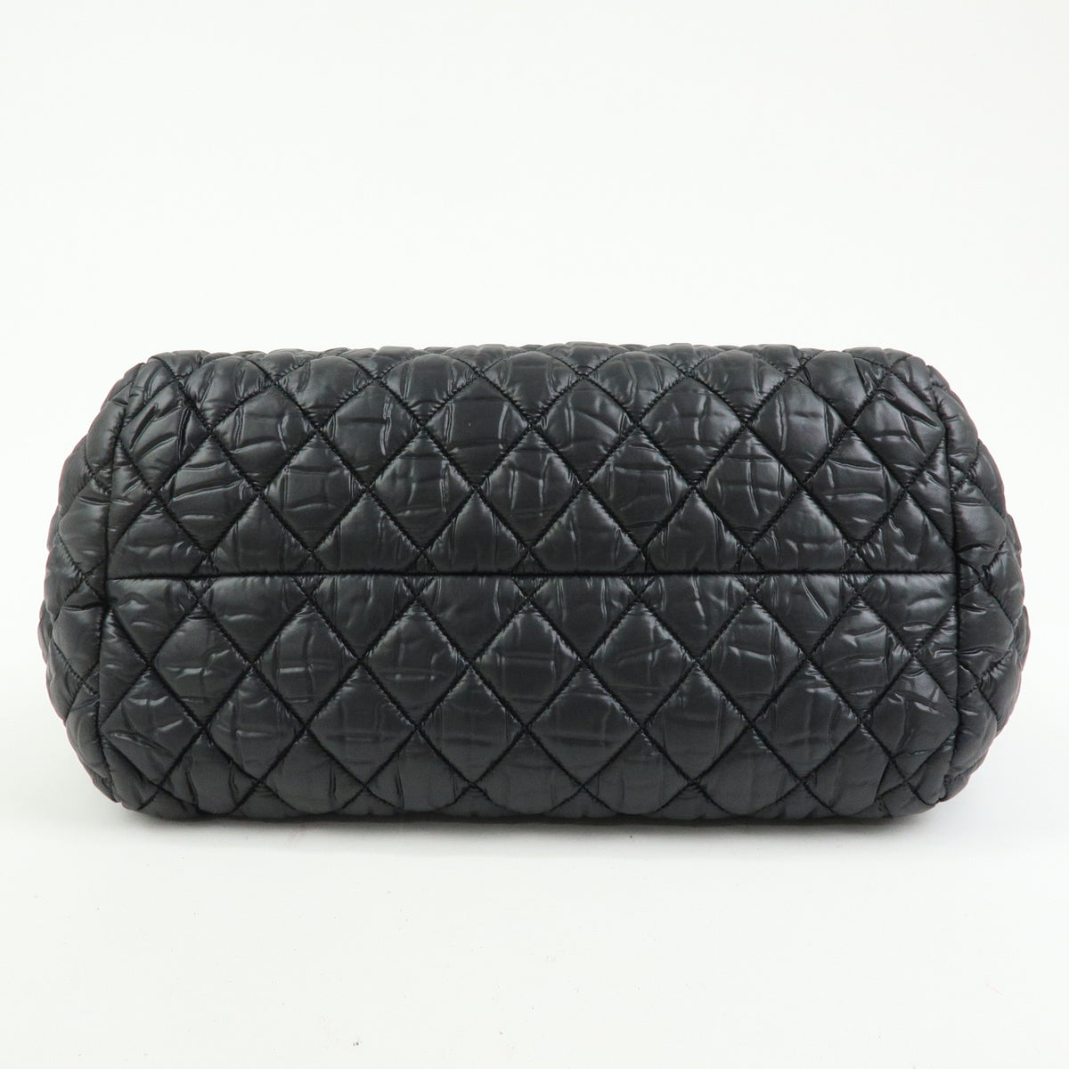 CHANEL COCO COCOON Nylon Leather Boston Bag Hand Bag Black A47205