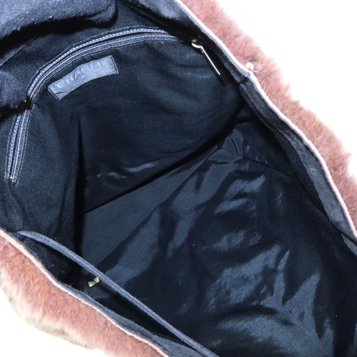 CHANEL Lapin Rabbit Fur Suede Tote Bag Hand Bag Brown Beige